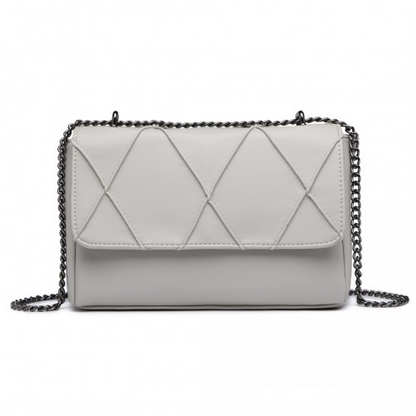 Miss Lulu Rhombus Flap Chain Shoulder Bag - Grey | Stylish & Practical Women's Handbag
