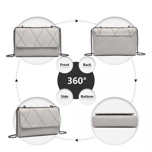 Miss Lulu Rhombus Flap Chain Shoulder Bag - Grey | Stylish & Practical Women's Handbag