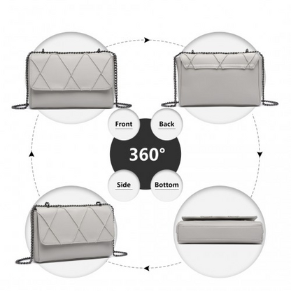 Miss Lulu Rhombus Flap Chain Shoulder Bag - Grey | Stylish & Practical Women's Handbag