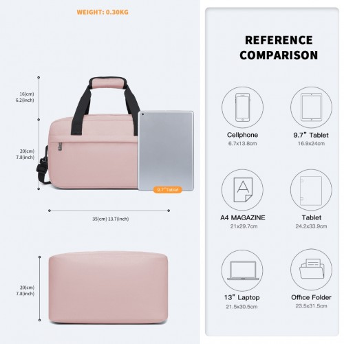 Kono Lightweight Multi Purpose Unisex Sports Travel Duffel Bag - Pink