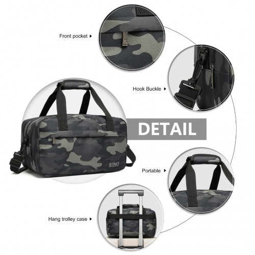Kono Lightweight Multi Purpose Unisex Sports Travel Duffel Bag - Camouflage