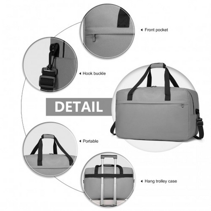 Kono Lightweight Multi Purpose Unisex Sports Travel Duffel Bag - Grey