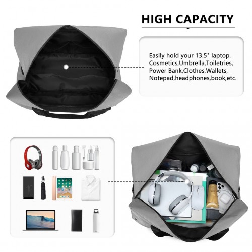 Kono Lightweight Multi Purpose Unisex Sports Travel Duffel Bag - Grey