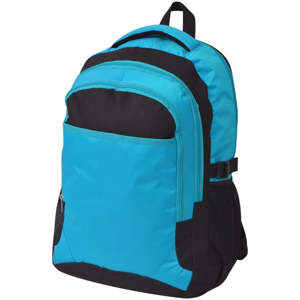 vidaXL 40L School Backpack - Durable Black and Blue Bag for Students