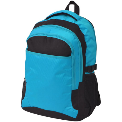 vidaXL 40L School Backpack - Durable Black and Blue Bag for Students