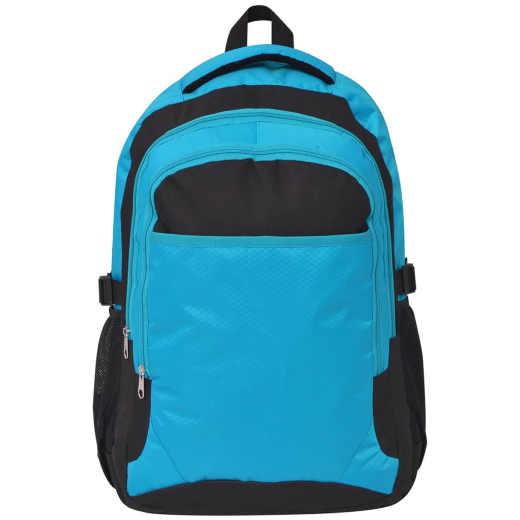 vidaXL 40L School Backpack - Durable Black and Blue Bag for Students