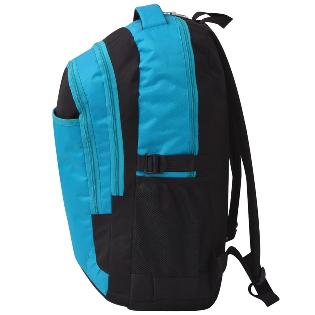 vidaXL 40L School Backpack - Durable Black and Blue Bag for Students