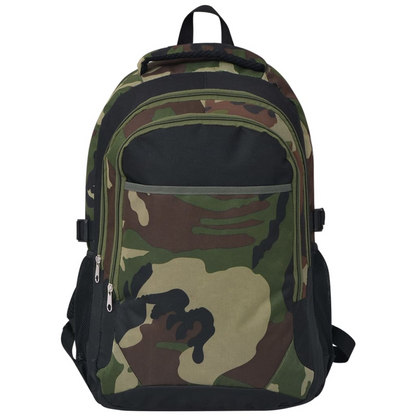 vidaXL School Backpack 40L - Black and Camouflage | Durable, Water-Repellent, Spacious