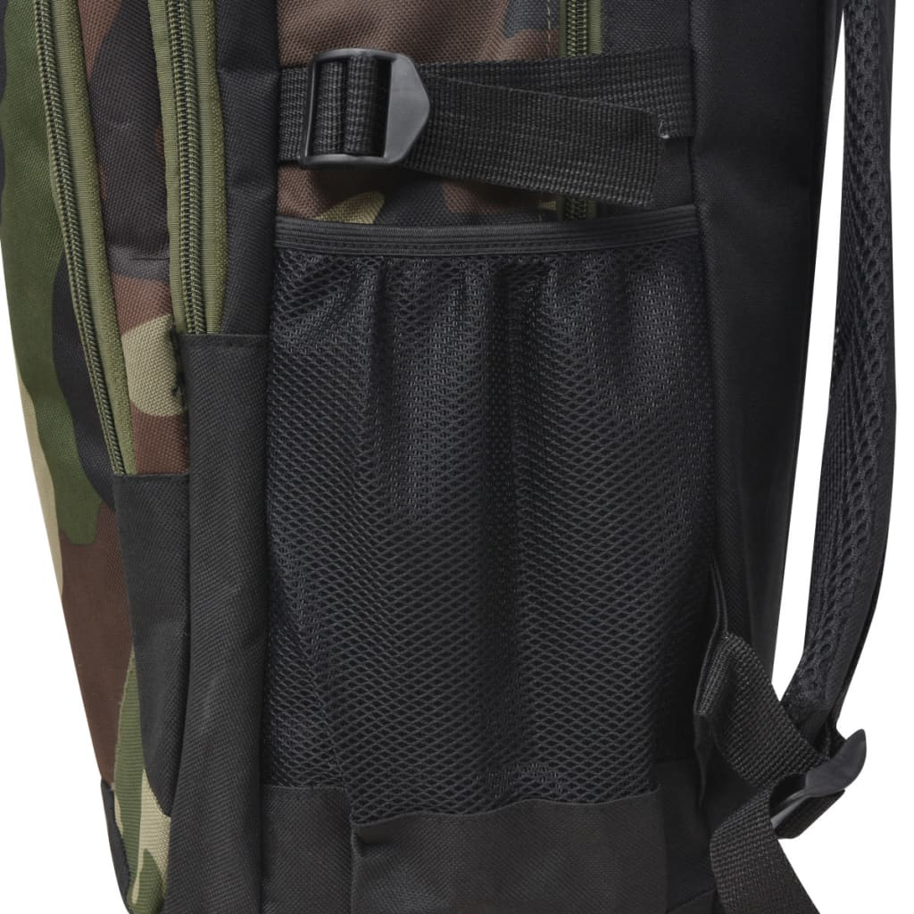 vidaXL School Backpack 40L - Black and Camouflage | Durable, Water-Repellent, Spacious
