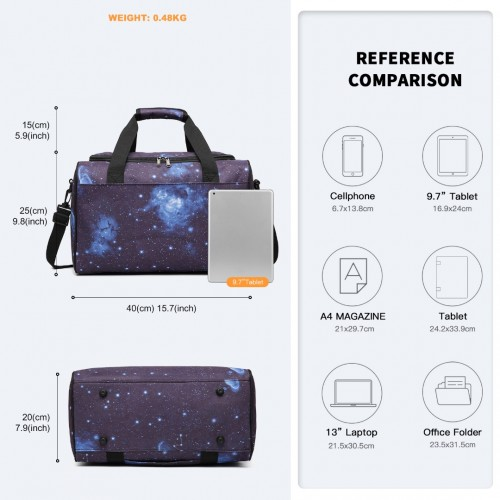Kono Structured Travel Duffle Bag - Galaxy Blue | E2016S | Premium Quality & Water Resistant