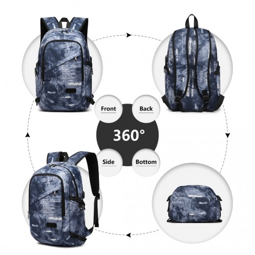 Kono Business Laptop Backpack with USB Charging Port - Cloudy Blue