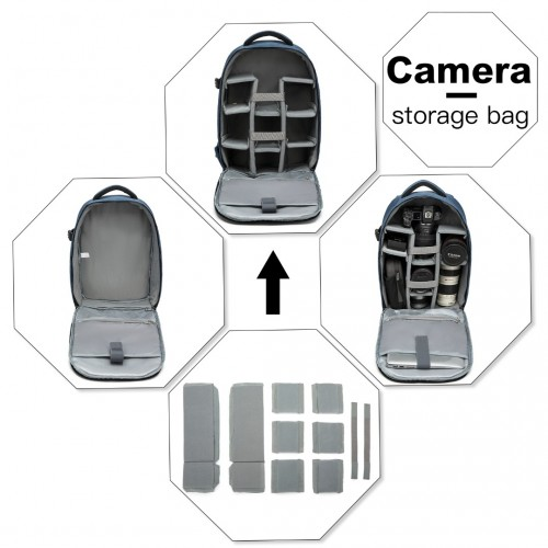 Kono Water Resistant Shockproof DSLR Camera Backpack - Navy | E6928