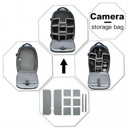 Kono Water Resistant Shockproof DSLR Camera Backpack - Navy | E6928