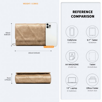 Miss Lulu Stylish Twill Clutch Leather Chain Evening Bag - Gold | Elegant & Versatile for Formal Occasions