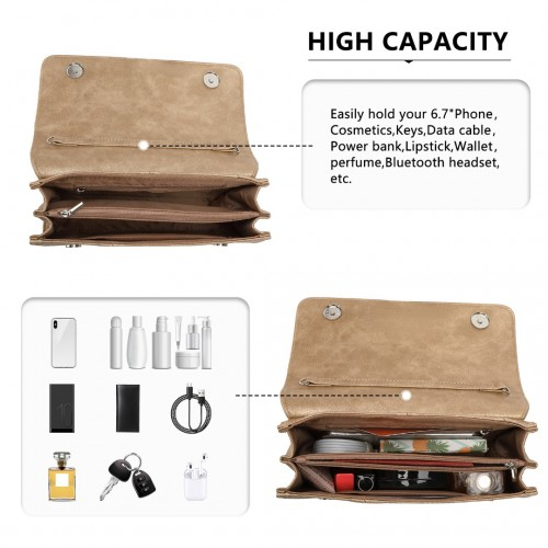 Miss Lulu Stylish Twill Clutch Leather Chain Evening Bag - Gold | Elegant & Versatile for Formal Occasions