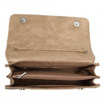 Miss Lulu Stylish Twill Clutch Leather Chain Evening Bag - Gold | Elegant & Versatile for Formal Occasions