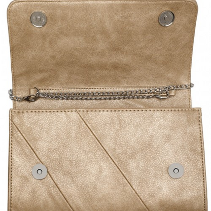 Miss Lulu Stylish Twill Clutch Leather Chain Evening Bag - Gold | Elegant & Versatile for Formal Occasions