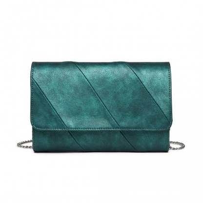 Miss Lulu Stylish Twill Clutch Leather Chain Evening Bag - Green | Elegant & Versatile