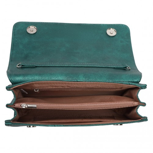 Miss Lulu Stylish Twill Clutch Leather Chain Evening Bag - Green | Elegant & Versatile