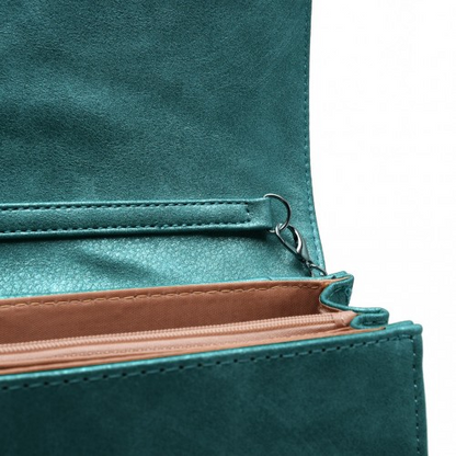 Miss Lulu Stylish Twill Clutch Leather Chain Evening Bag - Green | Elegant & Versatile