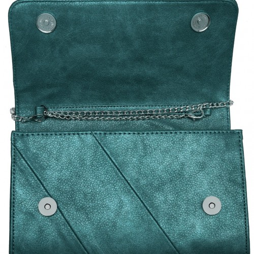 Miss Lulu Stylish Twill Clutch Leather Chain Evening Bag - Green | Elegant & Versatile