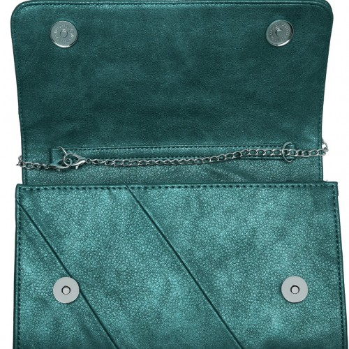 Miss Lulu Stylish Twill Clutch Leather Chain Evening Bag - Green | Elegant & Versatile