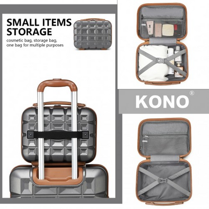 Kono 13/20 Inch Lightweight Hard Shell ABS Cabin Suitcase with TSA Lock and Vanity Case - Grey