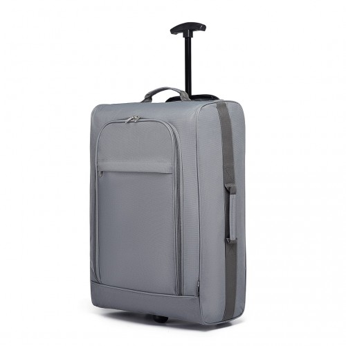 Kono Cabin Size Soft Shell Hand Luggage - Grey | Durable & Lightweight Travel Companion