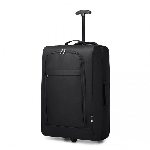 Kono Cabin Size Soft Shell Hand Luggage - Black | Durable 600D Polyester