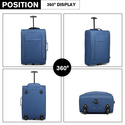 Kono Cabin Size Soft Shell Hand Luggage - Blue | Lightweight & Durable Travel Companion
