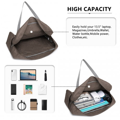 Kono Foldable Waterproof Storage Travel Handbag - Brown | EQ2256