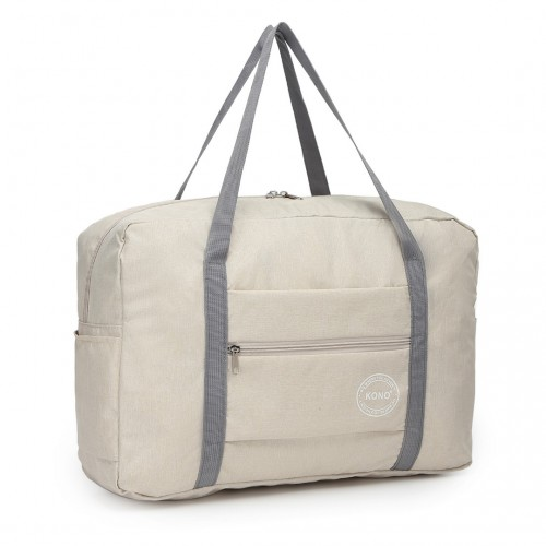 Kono Foldable Waterproof Storage Travel Handbag - Beige | Ideal for Overnight Stays, Camping, and Travel