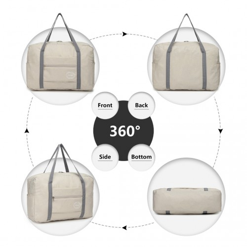 Kono Foldable Waterproof Storage Travel Handbag - Beige | Ideal for Overnight Stays, Camping, and Travel