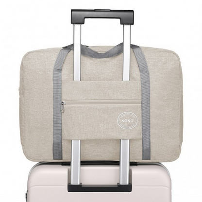 Kono Foldable Waterproof Storage Travel Handbag - Beige | Ideal for Overnight Stays, Camping, and Travel
