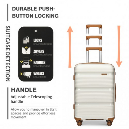 Kono 24 Inch Bright Hard Shell PP Suitcase - Classic Collection - Cream