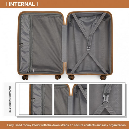 K2092L - Kono Bright Hard Shell PP Suitcase 3 Pieces Set - Classic Collection - Cream