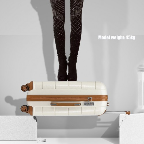 K1997L - KONO 20-24-28” HARD SHELL PP SUITCASE SET - CREAM