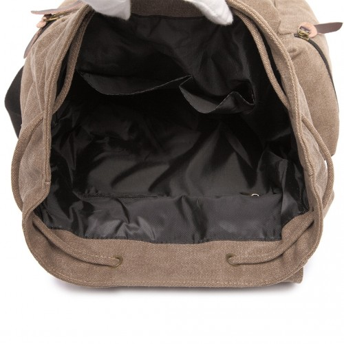 Kono Large Multi-Function Leather Canvas Backpack - Coffee | Stylish & Functional