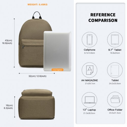 Kono Durable Polyester Everyday Backpack - Sleek Brown Design for Work, School, and Travel