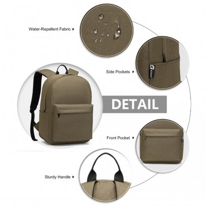 Kono Durable Polyester Everyday Backpack - Sleek Brown Design for Work, School, and Travel