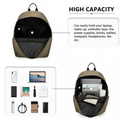 Kono Durable Polyester Everyday Backpack - Sleek Brown Design for Work, School, and Travel