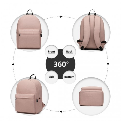 Kono Durable Polyester Everyday Backpack - Sleek Pink Design, Ideal for School, Work & Travel