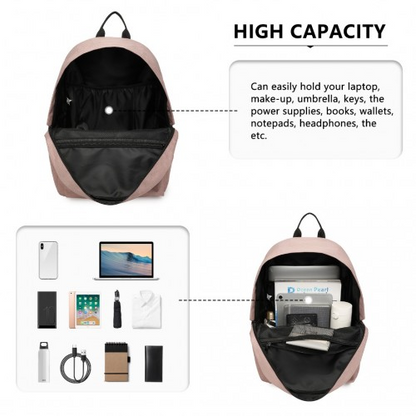 Kono Durable Polyester Everyday Backpack - Sleek Pink Design, Ideal for School, Work & Travel