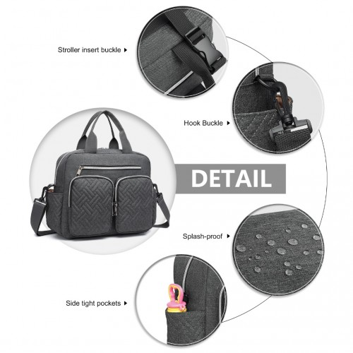 Kono Durable & Functional Changing Tote Bag - Dark Grey – Spacious & Stylish Diaper Bag for Moms & Dads