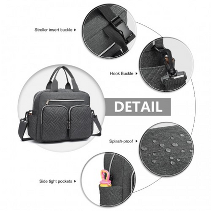 Kono Durable & Functional Changing Tote Bag - Dark Grey – Spacious & Stylish Diaper Bag for Moms & Dads