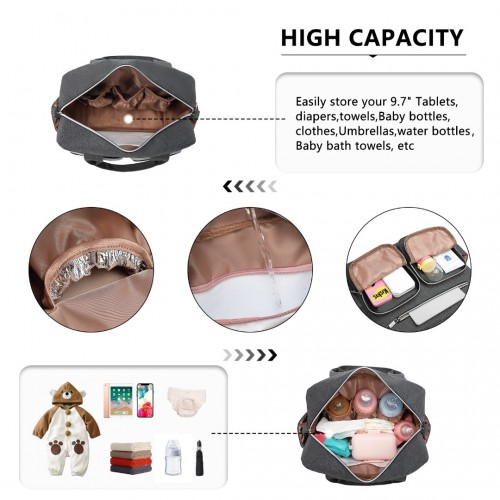 Kono Durable & Functional Changing Tote Bag - Dark Grey – Spacious & Stylish Diaper Bag for Moms & Dads