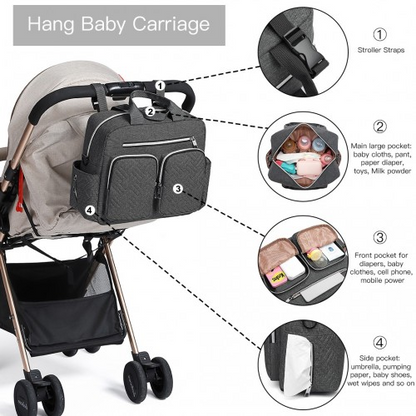 Kono Durable & Functional Changing Tote Bag - Dark Grey – Spacious & Stylish Diaper Bag for Moms & Dads