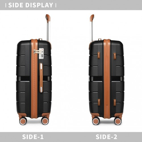 British Traveller 20" Multi-Texture Polypropylene Hard Shell Suitcase with TSA Lock - Black