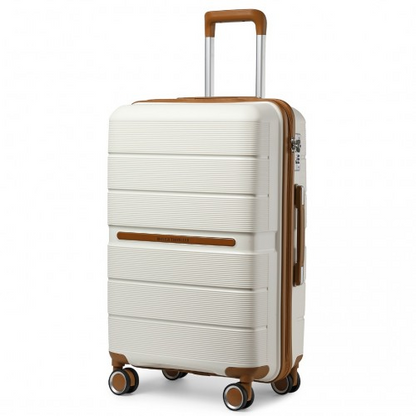 British Traveller 24 Inch Hard Shell Suitcase with TSA Lock - Cream