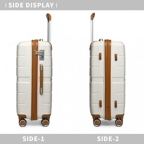 British Traveller 24 Inch Hard Shell Suitcase with TSA Lock - Cream